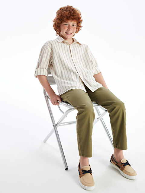 LCW Kids Elasticated Waist Linen Blend Boys' Trousers - S4CP68Z4-JNN