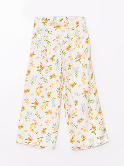 LCW Kids Wideleg Floral Girl's Capri with Elastic Waist - S4CQ47Z4-LRA