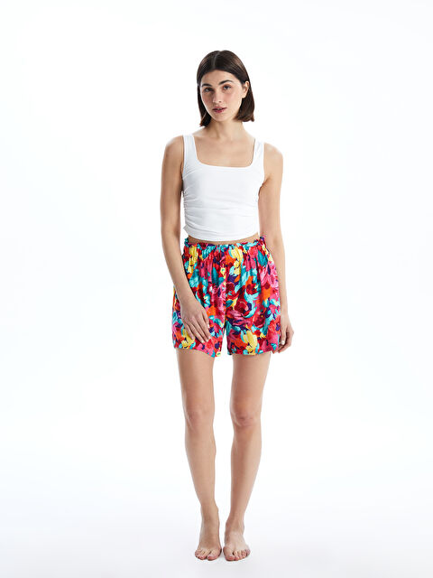 LCW DREAM Beli Lastikli Çiçekli Kadın Deniz Şortu - S4CS56Z8-F9C