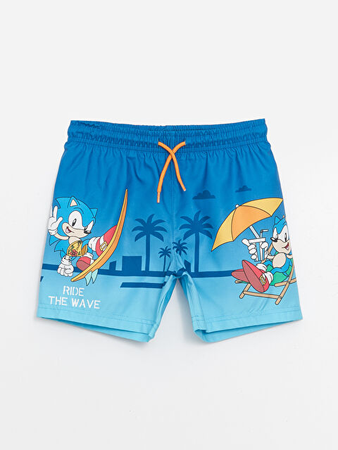 LCW Kids Beli Lastikli Sonic Baskılı Erkek Çocuk Deniz Şortu - S4CT44Z4-LQQ