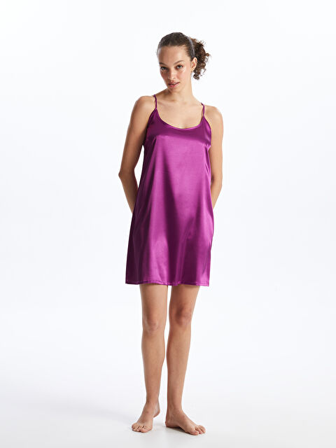 LCW DREAM U Yaka Düz Askılı Saten Kadın Fantezi Gecelik - S4CU23Z8-H2Y