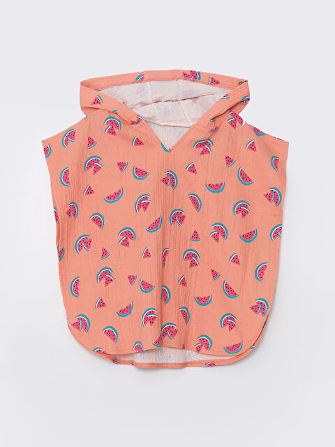 LCW Kids Kapüşonlu Baskılı Kız Bebek Plaj Havlusu - S4CU86Z1-LSL