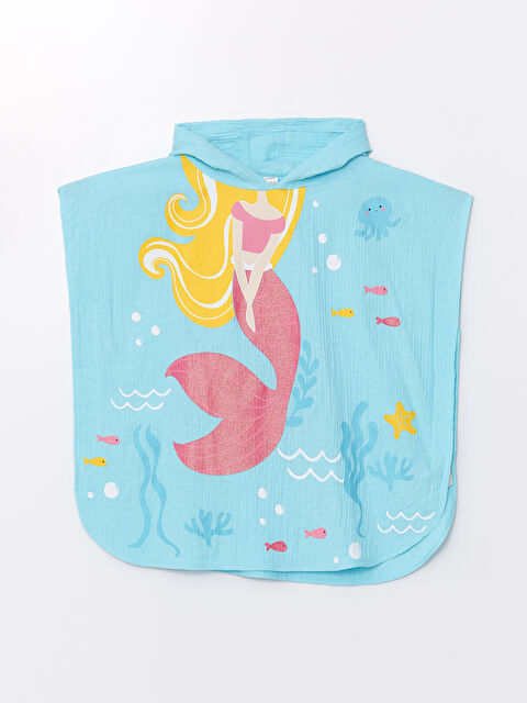 LCW Kids Kapüşonlu Baskılı Kız Bebek Panço Havlu - S4CU87Z1-QWT