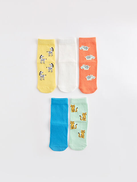 LCW baby Printed Baby Boys' Ankle Socks 5 Pack - S4CV30Z1-FSH