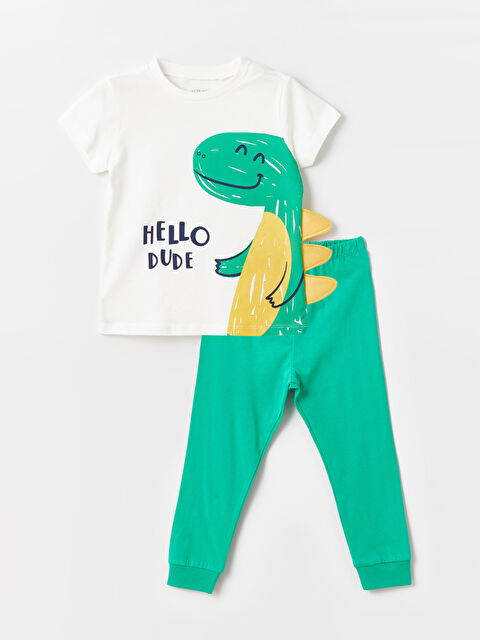 LCW baby Crew Neck Short Sleeve Printed Baby Boys' Pyjama Set - S4CY30Z1-FDU