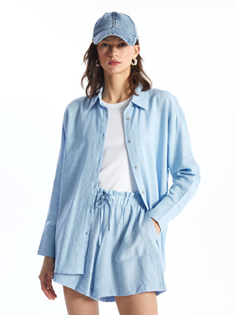 LCW Vision Düz Uzun Kollu Oversize Kadın Gömlek - S4DC15Z8-V1N