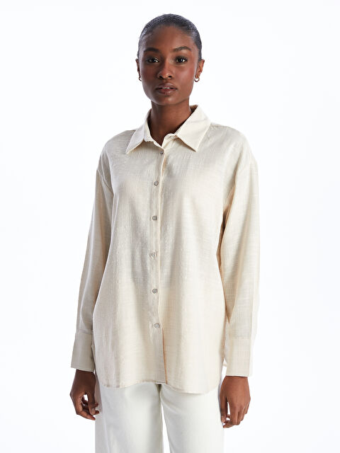 LCW Vision Düz Uzun Kollu Oversize Kadın Gömlek - S4DC15Z8-Y0A