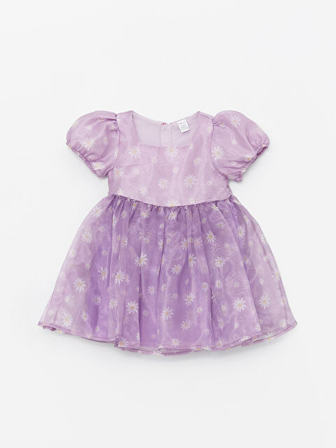 LCW ECO Square Collar Floral Pattern Baby Girls' Dress - S4DD01Z1-LSC