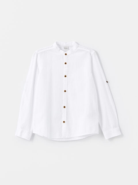 LCW Kids Grandad Collar Basic Long Sleeve Boys' Shirt - S4DF55Z4-Q6K