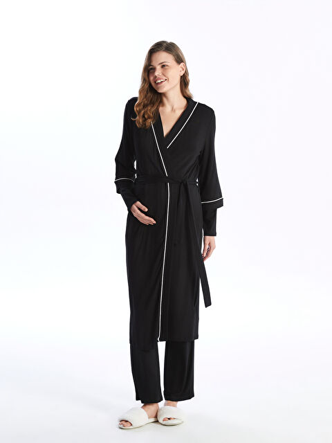 LCW DREAM Şal Yaka Düz Uzun Kollu Kadın Sabahlık - S4DF72Z8-CVL