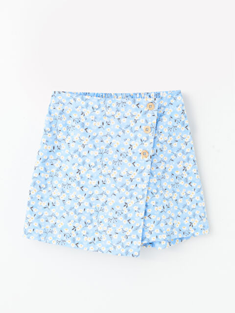 LCW Kids Beli Lastikli Çiçekli Kız Çocuk Şort Etek - S4DF74Z4-LQK