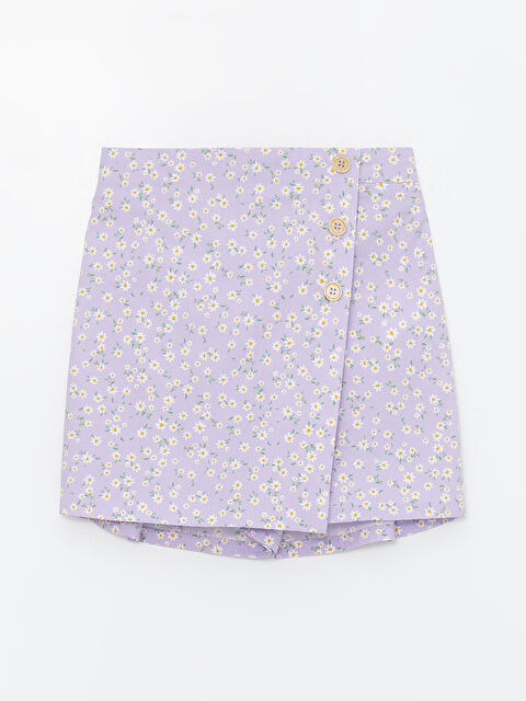 LCW Kids Floral Girl's Short Skirt with Elastic Waist - S4DF74Z4-LSC