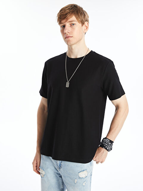 XSIDE Ерлерге арналған дөңгелек жағалы қысқа жең футболка - S4DF97Z8-CVL