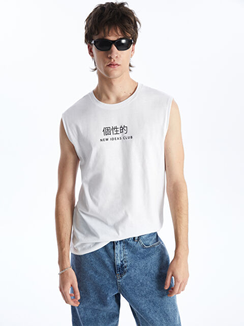 XSIDE Crew Neck Printed Jersey Men's Sleeveless T-Shirt - S4DG53Z8-Q6K