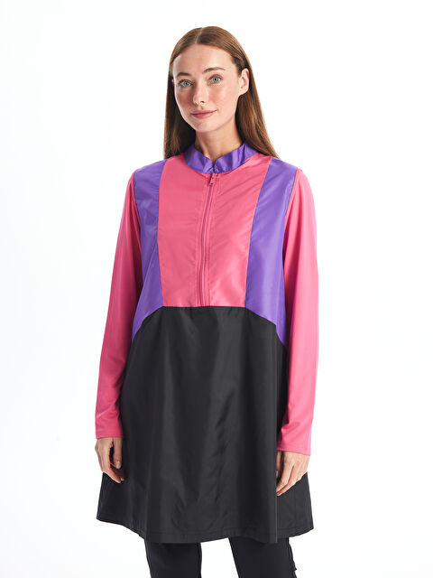 LCW DREAM Dik Yaka Renk Bloklu Uzun Kollu Kadın Tesettür Mayo Üst - S4DG71Z8-CVL