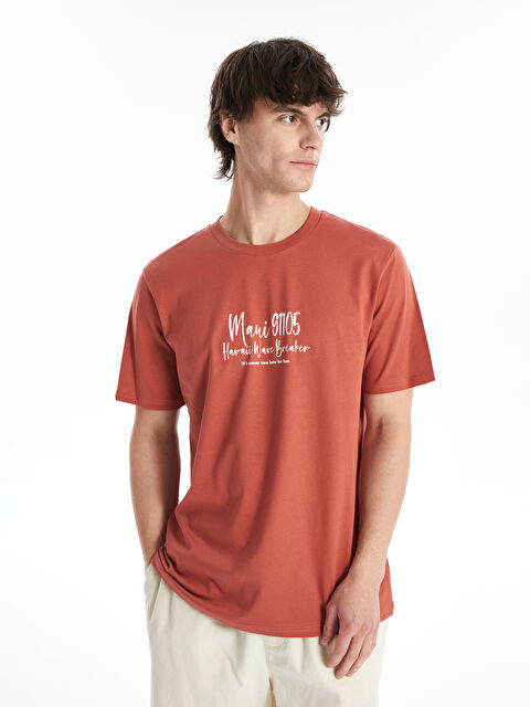 XSIDE تيشيرت للرجال برقبة دائرية وأكمام قصيرة مصنوع من قطن ممشط ومطبوع - S4DH11Z8-GZZ