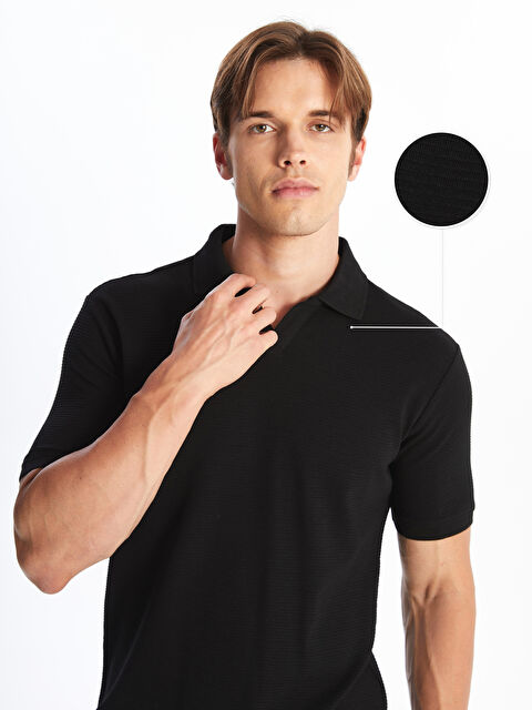 XSIDE Polo Neck Short Sleeve Men's Textured T-Shirt - S4DH20Z8-CVL