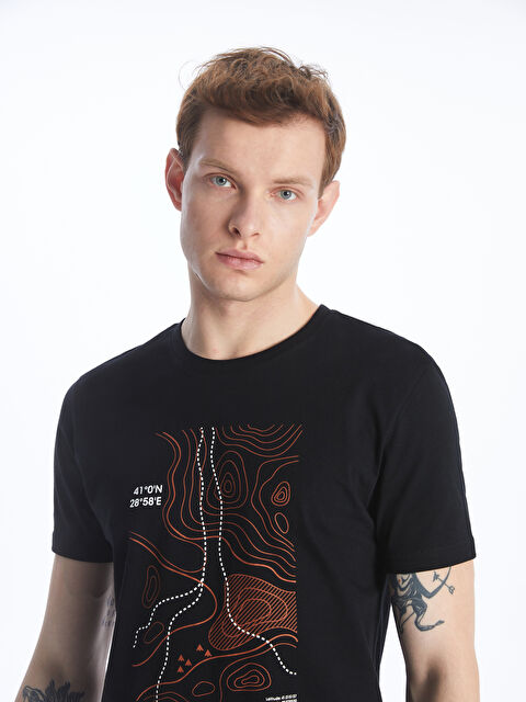 XSIDE Crew Neck Short Sleeve Printed Combed Cotton Men's T-shirt - S4DH23Z8-CVL