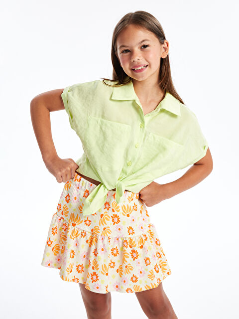 LCW Kids Floral Girl's Short Skirt with Elastic Waist - S4DH64Z4-LRA