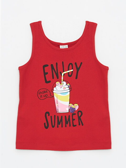 LCW ECO Bisiklet Yaka Baskılı Kız Çocuk Atlet - S4DI40Z4-ST7