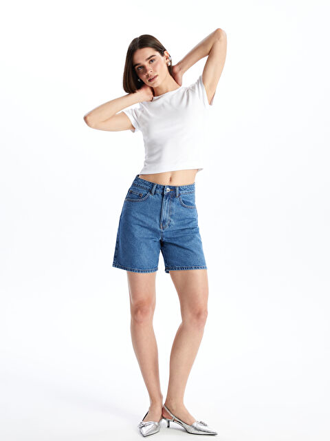 LCW Jeans Бермуд пішіміндегі әйелдерге арналған деним шорты - S4DI59Z8-507