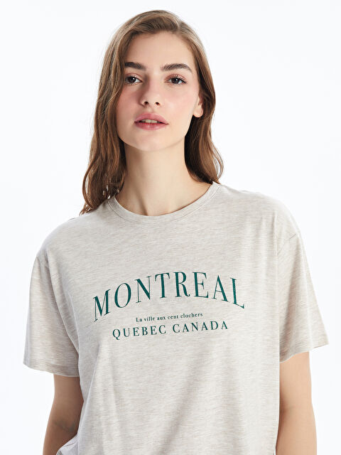 LCW Vision Crew Neck Printed Short Sleeve Women's T-Shirt - S4DJ48Z8-L8T