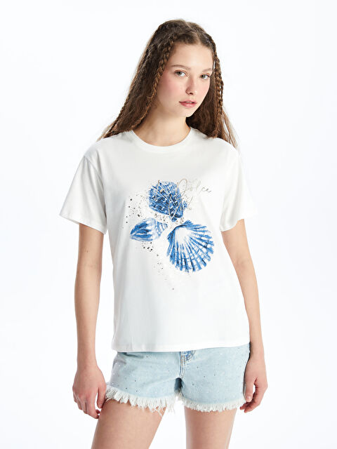 LCW Vision Crew Neck Printed Short Sleeve Women's T-Shirt - S4DJ64Z8-R9J