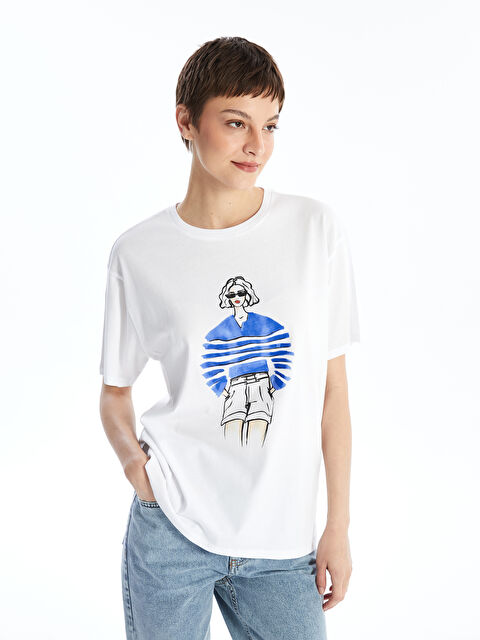 LCW Vision Crew Neck Printed Short Sleeve Women's T-Shirt - S4DJ67Z8-Q6K