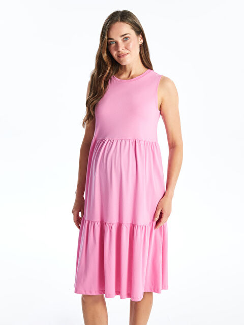 LCWAIKIKI Maternity Bisiklet Yaka Düz Hamile Elbise - S4DK36Z8-GGC