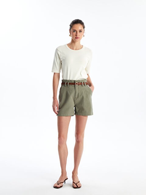 LCW Jeans Beli Kemerli Kadın Jean Şort - S4DK67Z8-GWK