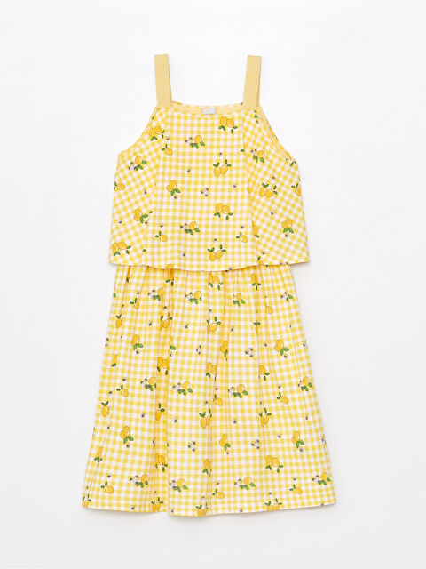 LCW Kids Square Neck Girls' Dress - S4DL16Z4-LUG