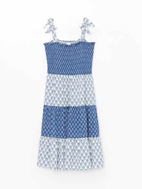 LCW Kids Square Collar Patterned Girls' Dress - S4DL18Z4-LSJ