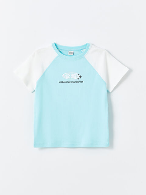 LCW Kids تيشيرت للبنات بياقة دائرية وكم قصير مطبوع - S4DL22Z4-QXR