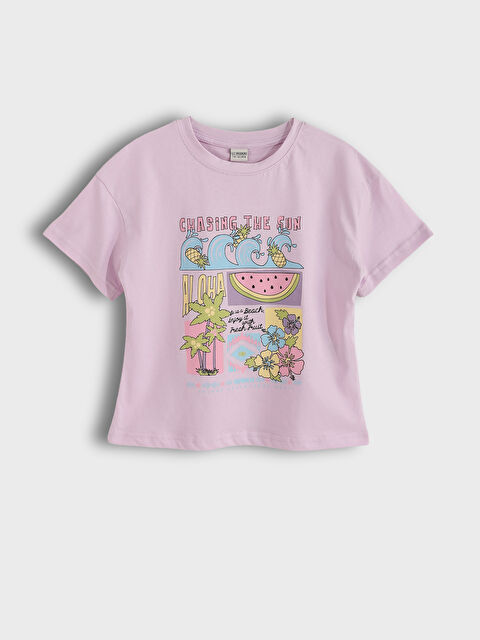 LCW Kids Crew Neck Printed Short Sleeve Girls' T-Shirt - S4DL34Z4-RPN
