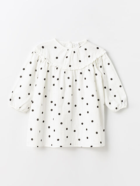 LCW Kids Bisiklet Yaka Puantiyeli Uzun Kollu Kız Bebek Elbise - S4DL46Z1-LRA