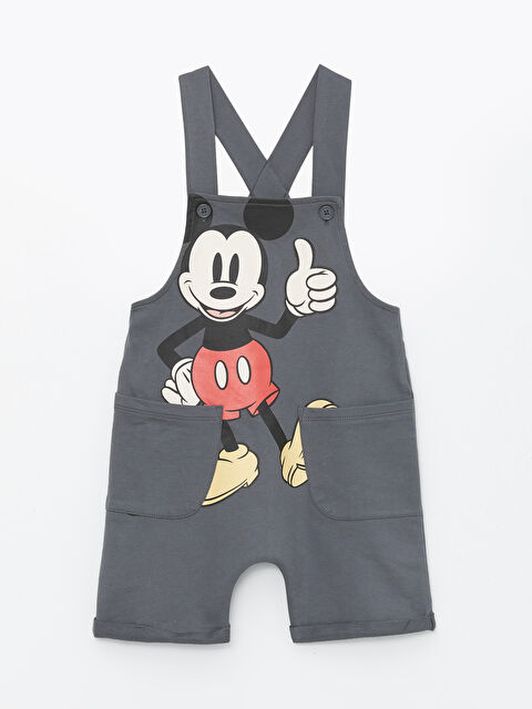 LCW Kids Square Collar Strappy Mickey Mouse Printed Baby Boys' Dungarees - S4DM13Z1-HGL