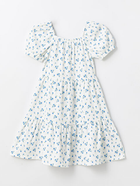 LCW Kids Φόρεμα για Κορίτσια με Τετράγωνο Γιακά, Φλοράλ και Κοντό Μανίκι - S4DM95Z4-LRA