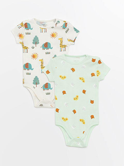 LCW baby Crew Neck Printed Baby Boy Bodysuit with Snap Crotch 2-Pack - S4DN20Z1-LRA