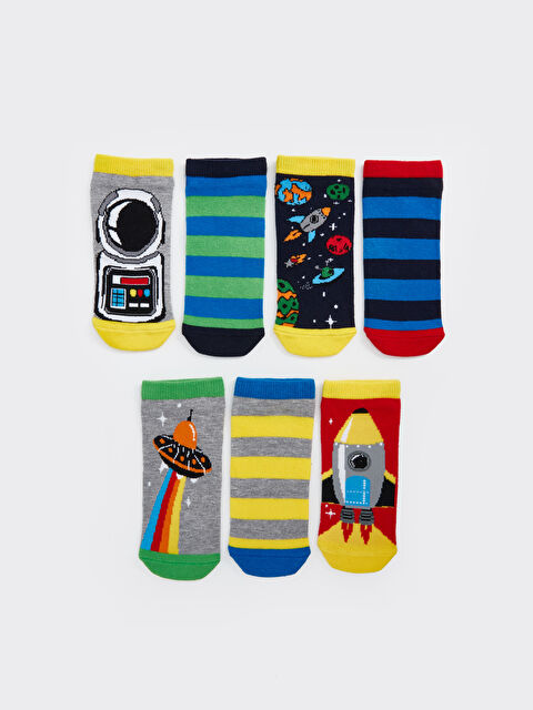 LCW Kids Desenli Erkek Çocuk Patik Çorap 7'li - S4DN34Z4-K00