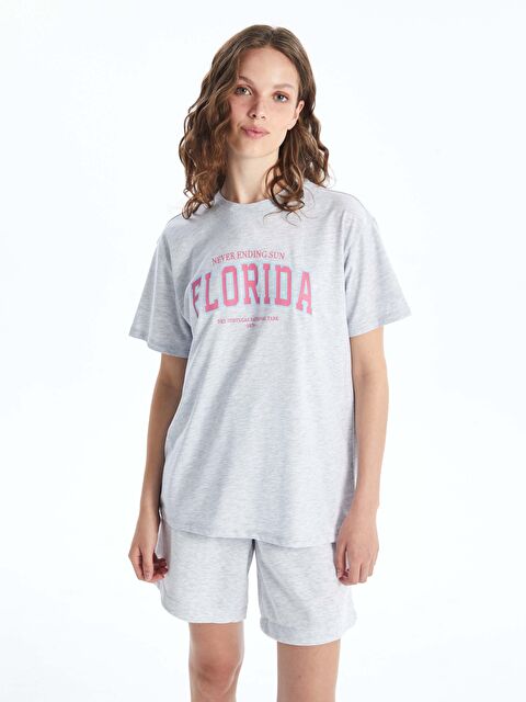 LCW Vision Crew Neck Printed Short Sleeve Women's T-Shirt - S4DO26Z8-EFN