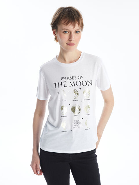 LCW Vision Crew Neck Printed Short Sleeve Women's T-Shirt - S4DO36Z8-Q6K