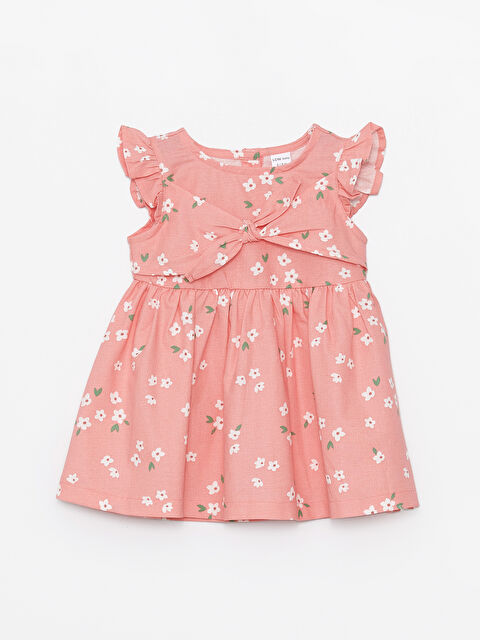 LCW baby Платье для малышек девочек с круглым вырезом, коротким рукавом и цветочным принтом - S4DU04Z1-LT4