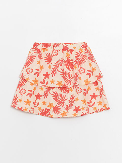 LCW Kids Beli Lastikli Çiçekli Kız Çocuk Etek