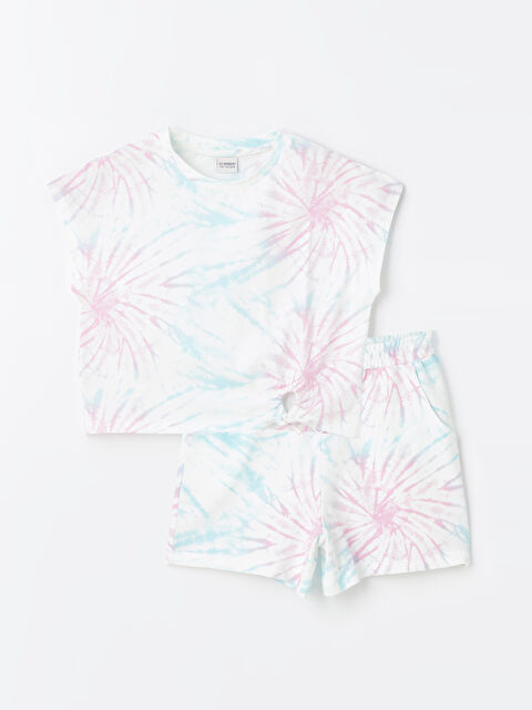 LCW Kids Μπλουζάκι και Σορτς για Κορίτσια με Στρογγυλή Λαιμόκοψη και Κοντό Μανίκι - S4DU40Z4-F9C