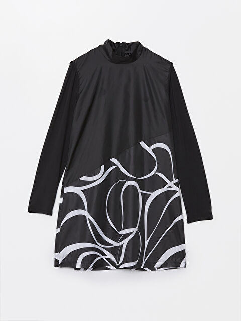 LCW DREAM Dik Yaka Desenli Kadın Tesettür Mayo Üst - S4DV07Z8-LQJ