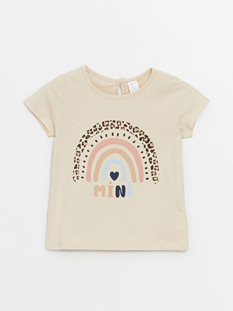 LCW ECO Crew Neck Printed Short Sleeve Baby Girls' T-Shirt - S4DV52Z1-FSQ