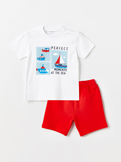 LCW Kids Crew Neck Printed Baby Boys' T-Shirt and Shorts 2 Pack Set - S4EA26Z1-Q6K