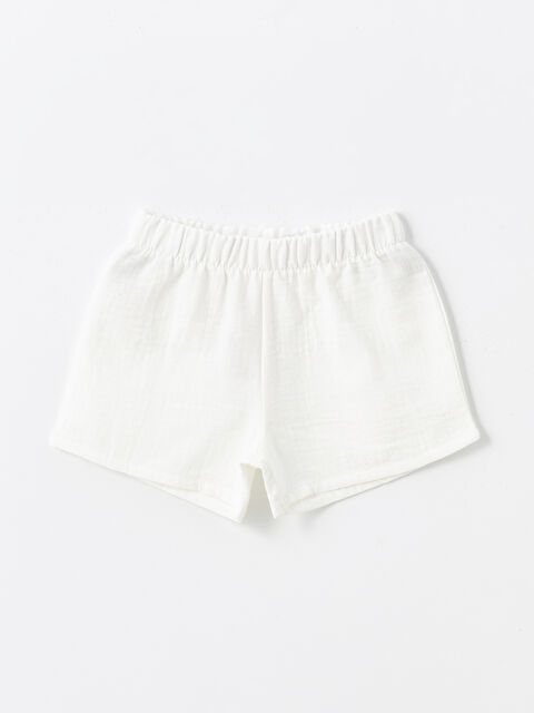 LCW baby Beli Lastikli Basic Kız Bebek Şort - S4EA70Z1-FDL