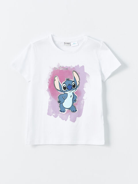 LCW Kids Crew Neck Stitch Printed Short Sleeve Girls' T-Shirt - S4EA81Z4-FFB