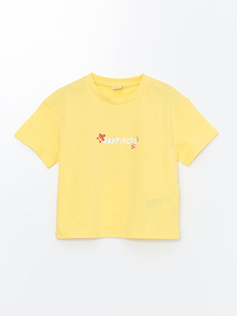 LCW Kids Crew Neck Printed Short Sleeve Girls' T-Shirt - S4EB29Z4-FZF